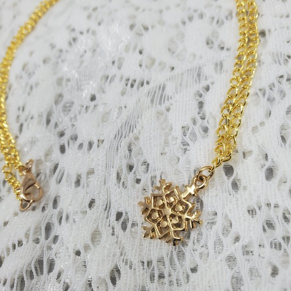 Stainless Steel Gold Snowflake hand-made necklace - Picture 9 of 12